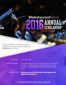 WebstaurantStore Scholarship 2016